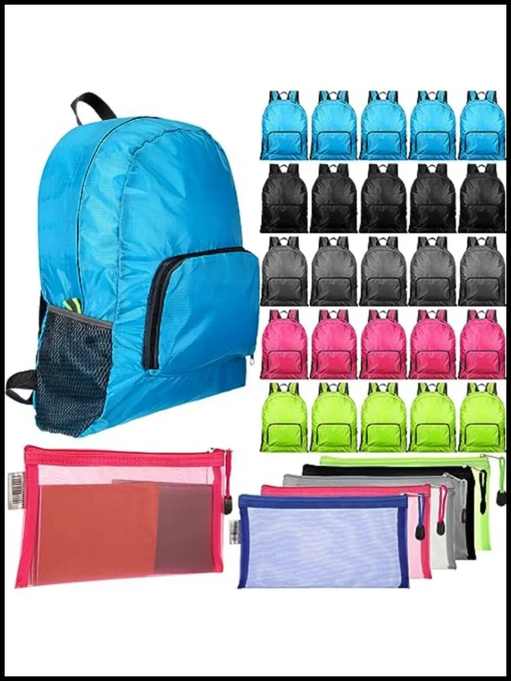 20-Piece Bulk Backpacks with Pencil Pouches Nylon Lightweight for School Travel